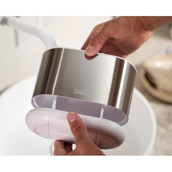 Stojak na szczoteczki do zębów ze stali nierdzewnej w kolorze srebra Duo Steel – Joseph Joseph-image-3