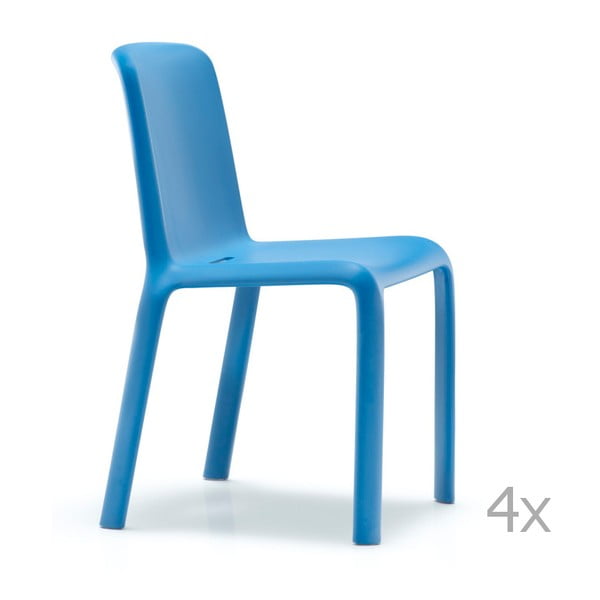 Zestaw 4 niebieskich krzeseł Pedrali Snow