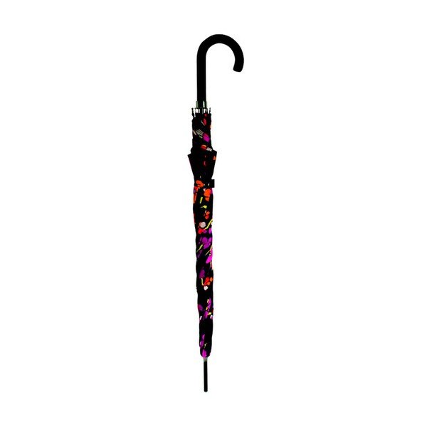 Czarny parasol z kolorowymi detalami Flower, ⌀ 116 cm-image-1