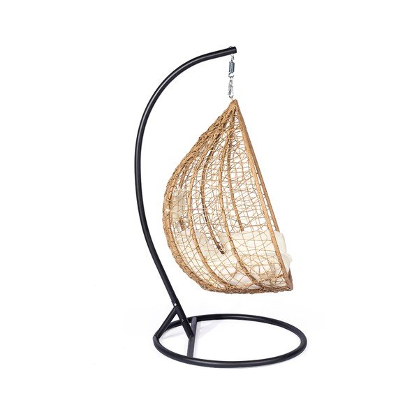 Wiszący fotel ze sztucznego rattanu w naturalnym kolorze  Bonami Selection Noela-image-3