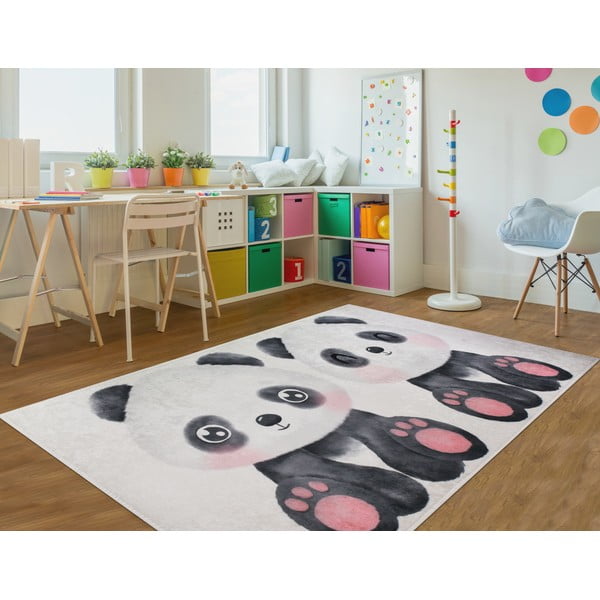Czarno-biały dywan dziecięcy 100x160 cm Panda Friends – Vitaus-image-1