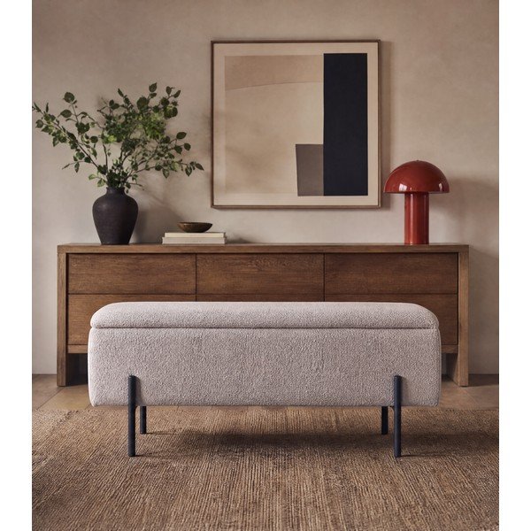 Beżowa  ławka z materiału bouclé Watford – House Nordic-image-3