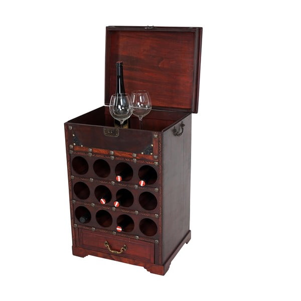 Brązowy stojak na wino (12 butelek) Mendler Shabby Colonial, 69 cm
