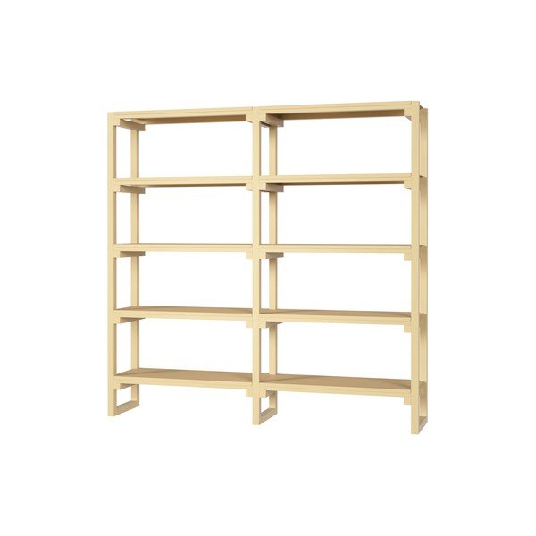 Jasnożółty regał z litego drewna bukowego 184x180x37 cm Noru – noo.ma