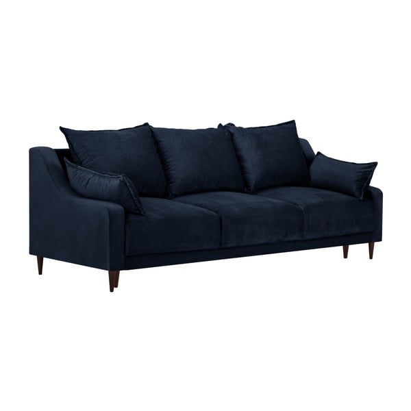 Ciemnoniebieska 3-osobowa sofa rozkładana ze schowkiem Mazzini Sofas Freesia