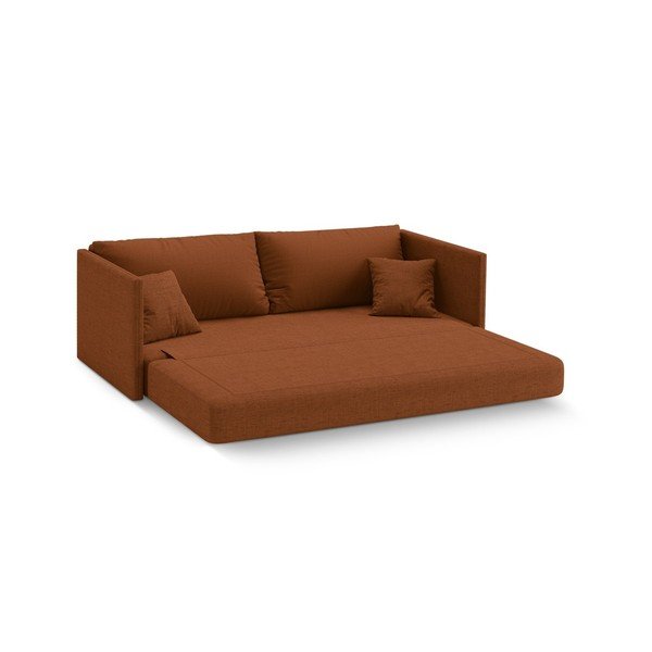 Rozkładana sofa z tkaniny szenilowej w kolorze terakoty 209 cm Shannon – Cosmopolitan Design-image-2