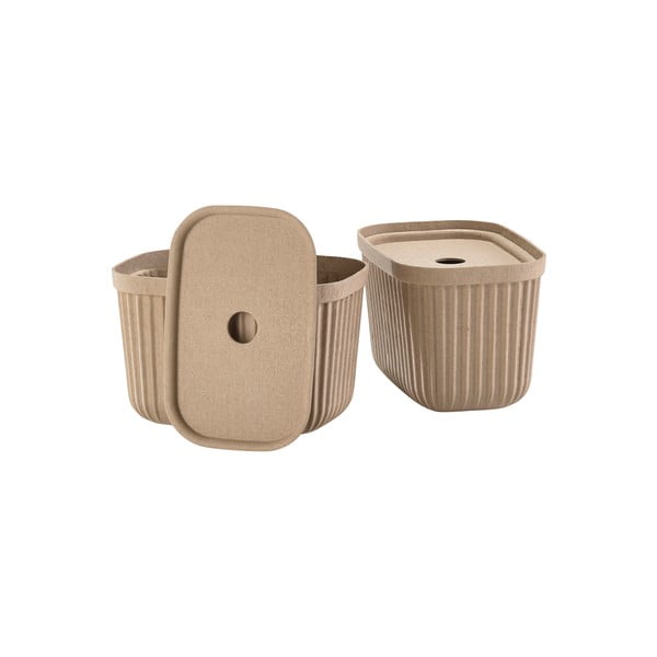 Jasnobrązowe pojemniki zestaw 2 szt. z pokrywką 23x16x20,5 cm Pulp – Zone-image-2