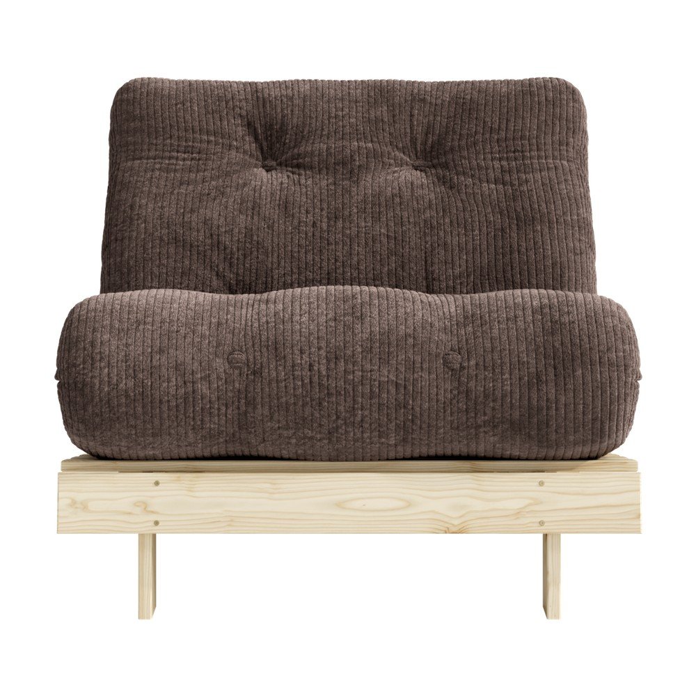 Ciemnobrązowy rozkładany sztruksowy fotel futon Roots – Karup (zdjęcie 3)