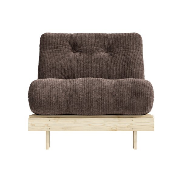 Ciemnobrązowy rozkładany sztruksowy fotel futon Roots – Karup-image-3