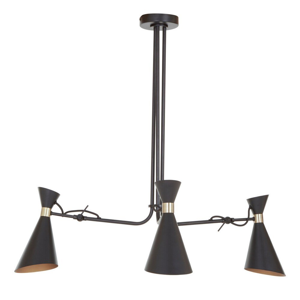Czarna/w kolorze złota metalowa lampa wisząca z metalowym kloszem Linox – Premier Housewares (zdjęcie 4)
