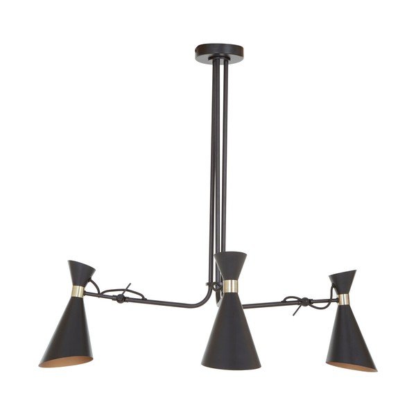 Czarna/w kolorze złota metalowa lampa wisząca z metalowym kloszem Linox – Premier Housewares-image-3