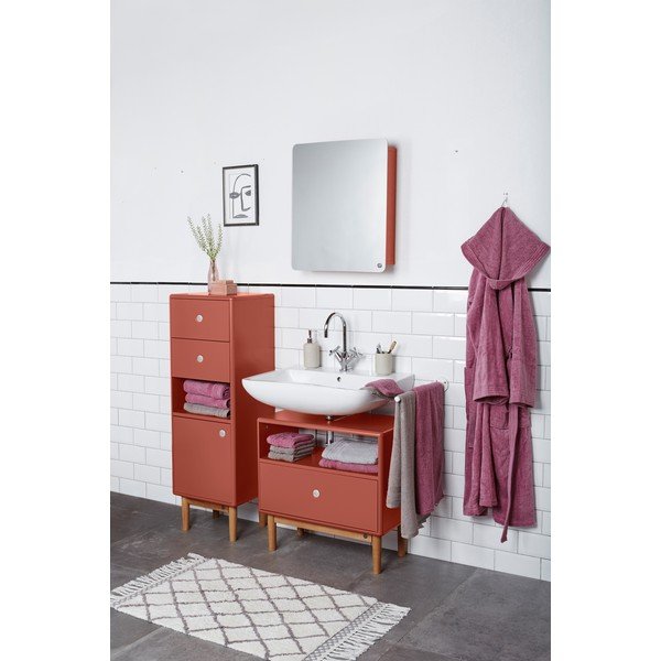 Czerwona ścienna szafka łazienkowa z lustrem Tom Tailor Color Bath-image-1