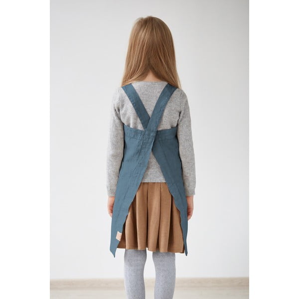 Dziecięcy niebieski lniany fartuch Linen Tales Pinafore, 72x45 cm-image-1
