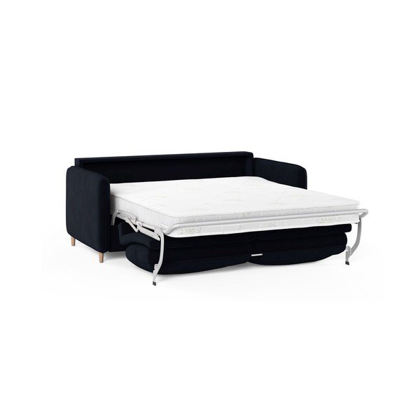 Niebieska aksamitna sofa do spania 184 cm – Micadoni -image-1