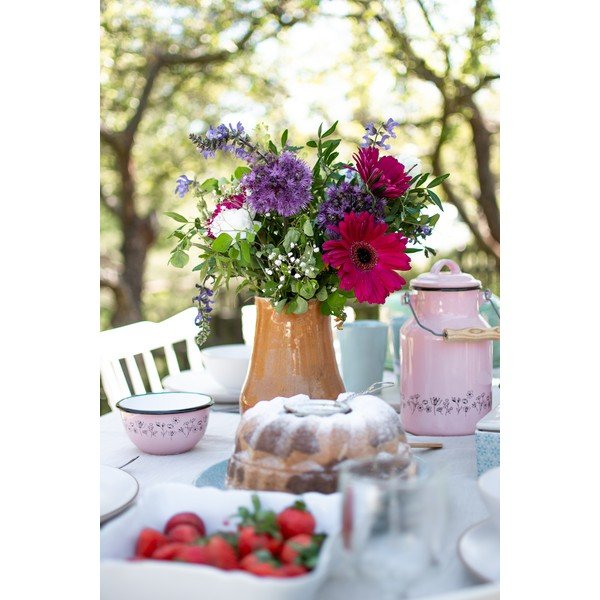 Różowa emaliowana kanka na mleko Orion Meadow, 2 l-image-4