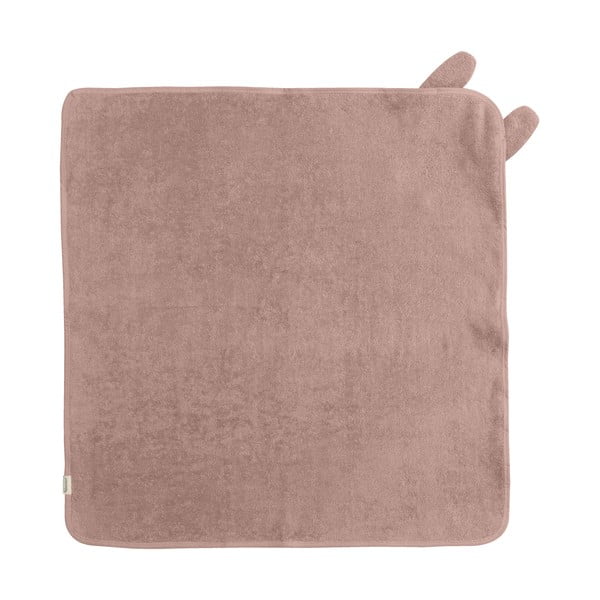 Różowobrązowy bawełniany ręcznik dziecięcy z kapturem 75x75 cm Rabbit – Kindsgut-image-2