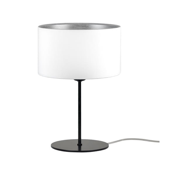 Biała lampa stołowa z detalem w srebrnym kolorze Sotto Luce Tres S, ⌀ 25 cm