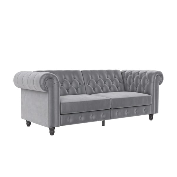 Jasnoszara aksamitna sofa 236 cm Felix – Støraa-image-2