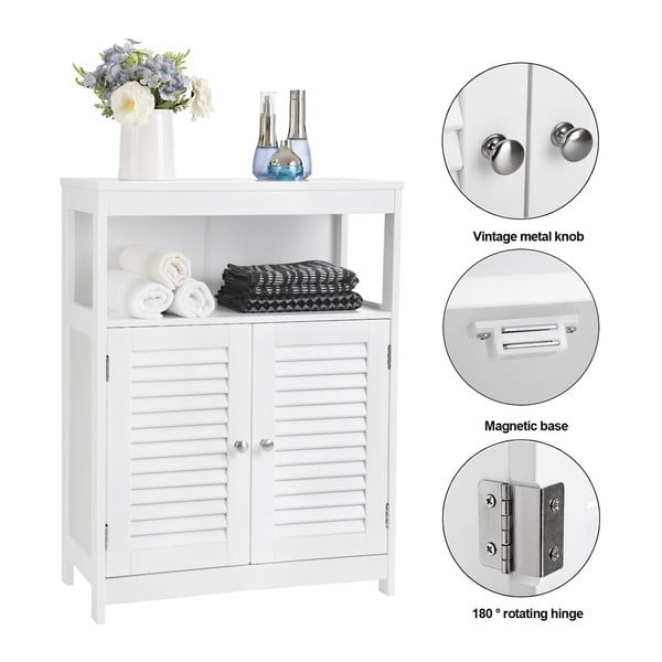 Biała szafka z półką i drzwiczkami Songmics, wys. 80 cm-image-3