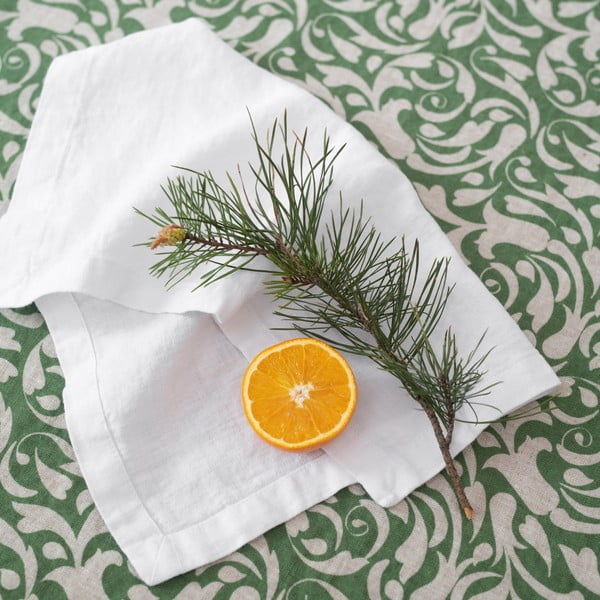 Lniany bieżnik 40x200 cm Evergreen Damask – Linen Tales-image-1