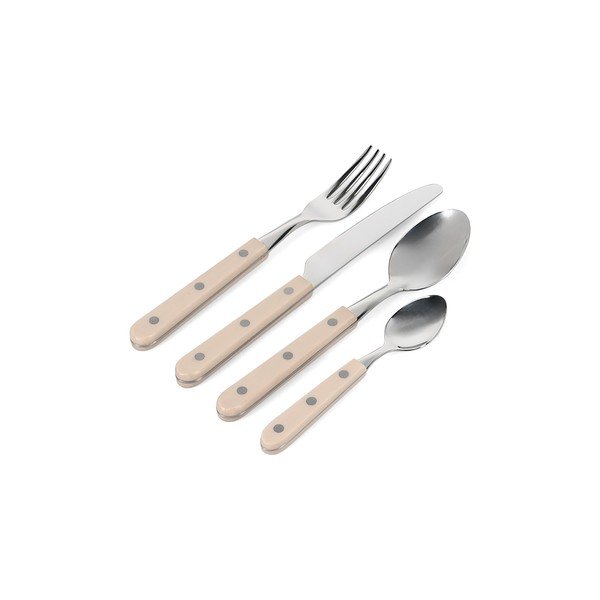 Beżowe/w kolorze srebra sztućce 16 szt. ze stali nierdzewnej dla 4 osób Sierra – Salt&Pepper-image-4