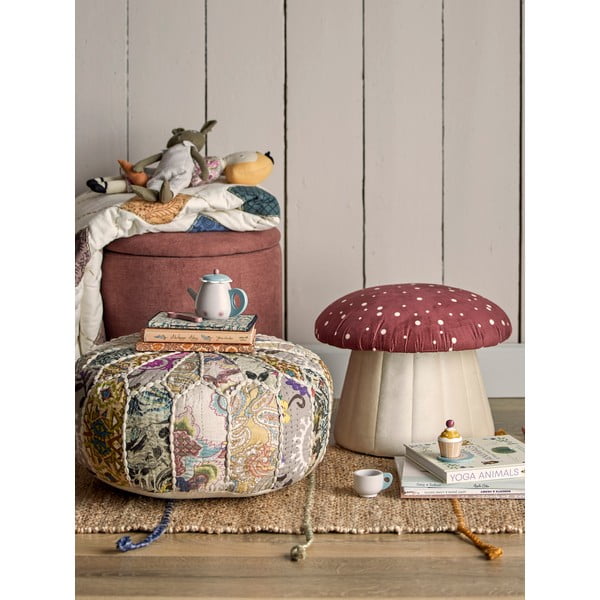 Czerwono-biały aksamitny puf dziecięcy Lue − Bloomingville Mini-image-4