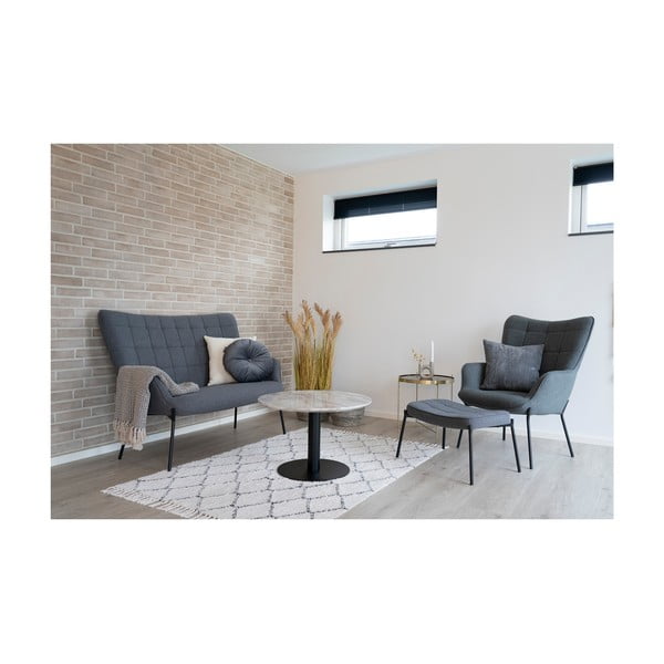 Okrągły stolik w czarno-złotym kolorze z blatem w dekorze marmuru 70x70 cm Bolzano – House Nordic-image-4