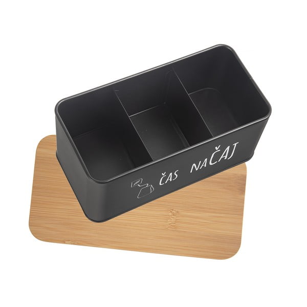 Czarno-naturalne metalowe pudełko na herbatę – Orion-image-3