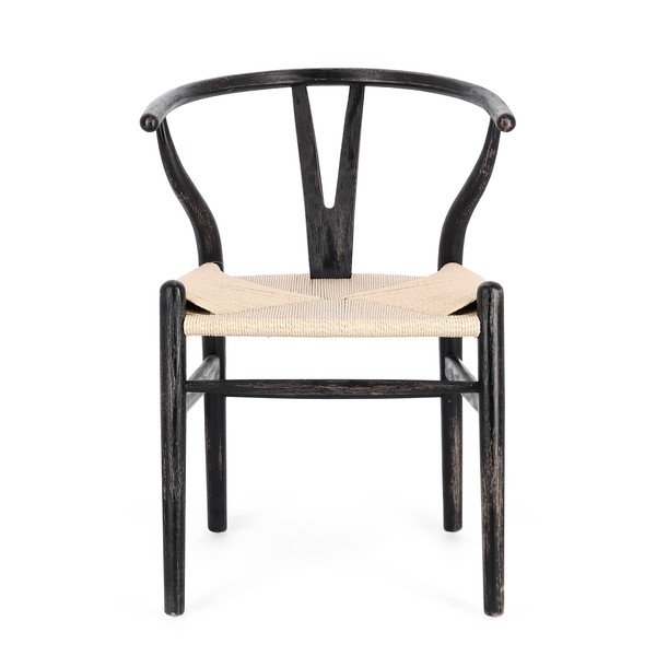 Czarno-naturalny fotel jadalniany z litego drewna Artemia – Bizzotto-image-2