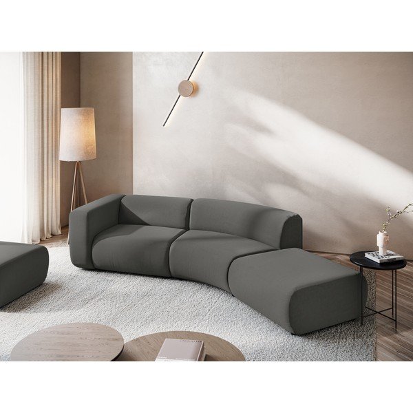 Szary aksamitny szezlong (prawostronny) Ekahi – Makamii-image-1