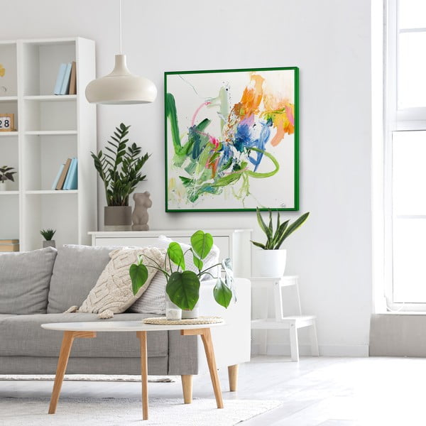 Obraz z ręcznie malowanymi elementami 102x102 cm Confidential Green – Malerifabrikken-image-1