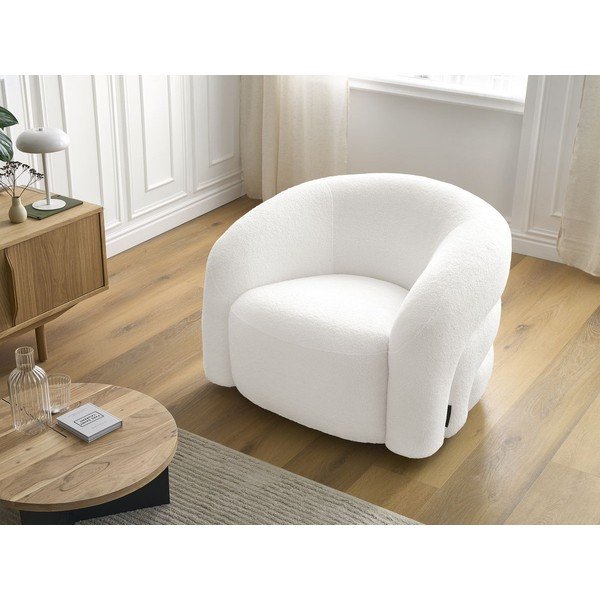 Biały obrotowy fotel z materiału bouclé Elina – Bobochic Paris-image-1