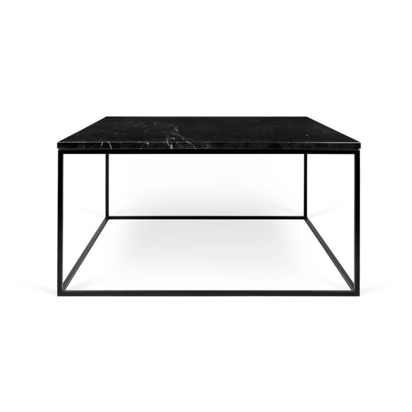 Czarny stolik marmurowy z czarnymi nogami TemaHome Gleam, 75 cm