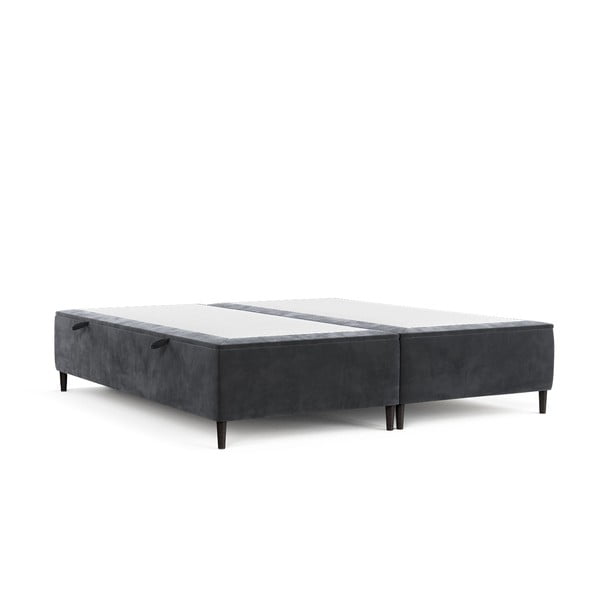 Antracytowe tapicerowane łóżko dwuosobowe ze schowkiem 160x200 cm Tate – Maison de Rêve