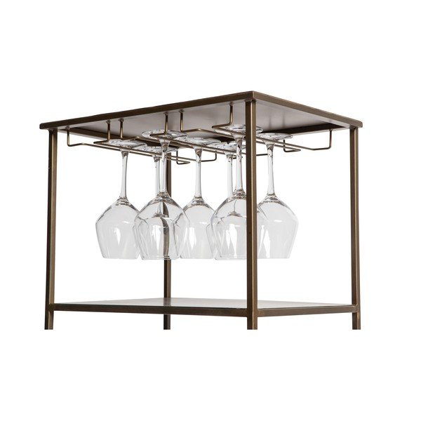 Metalowa szafka na wino w kolorze mosiądzu na 16 butelek, 46x118 cm Vadim − WOOOD-image-3