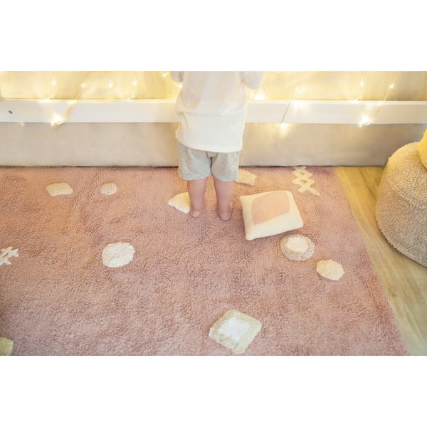 Różowy bawełniany dywan dziecięcy tkany ręcznie odpowiedni do prania 140x200 cm Noah – Lorena Canals-image-3