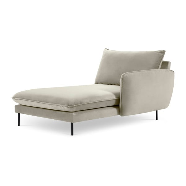 Beżowy aksamitny szezlong z podłokietnikiem po prawej stronie Cosmopolitan Design Vienna-image-3