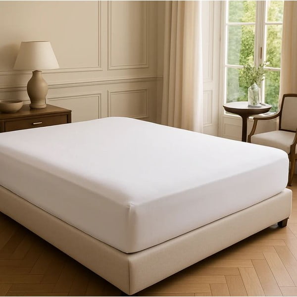 Białe prześcieradło z bawełny renforcé z gumką 200x140 cm Ranforce – Mila Home Luxury