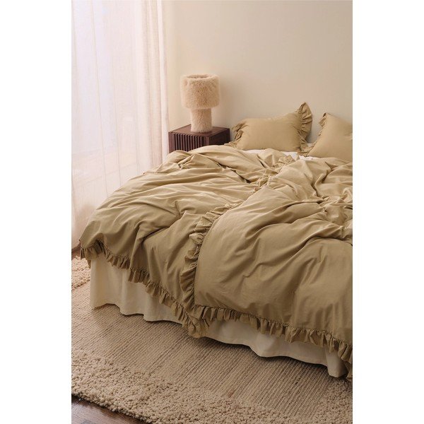 Jasnozielona/w kolorze khaki pościel jednoosobowa z satyny bawełnianej 150x210 cm Gloria – Ellos Home-image-1