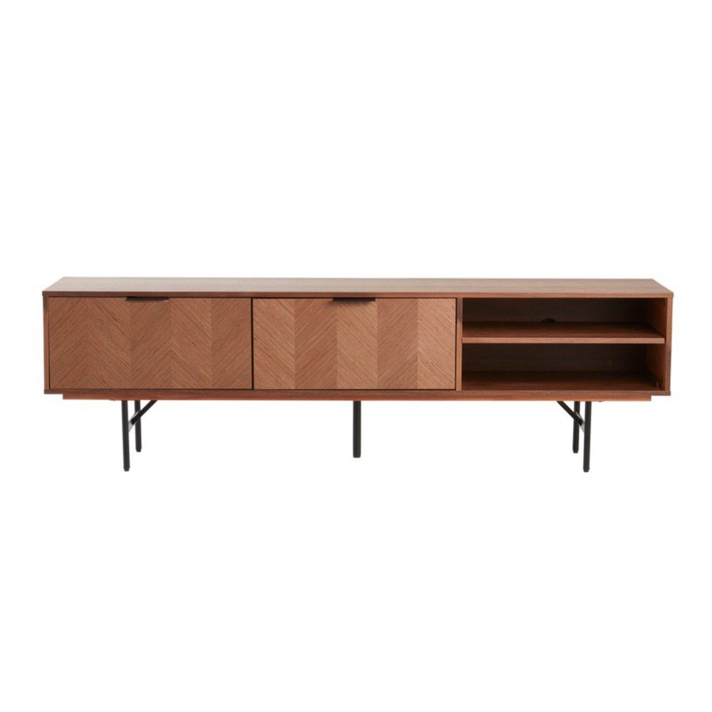Szafka pod TV w dekorze orzecha w ciemnym naturalnym kolorze 180x51x40 cm Duvberg – Jotex