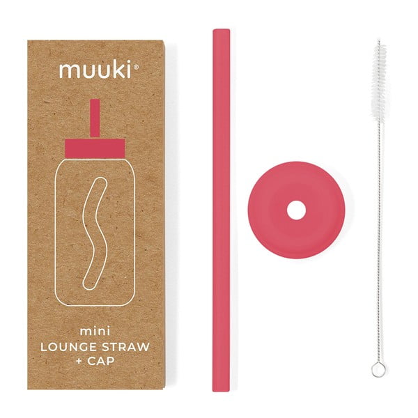 Silikonowa słomka z wieczkiem i szczoteczką w komplecie Watermelon High – Muuki