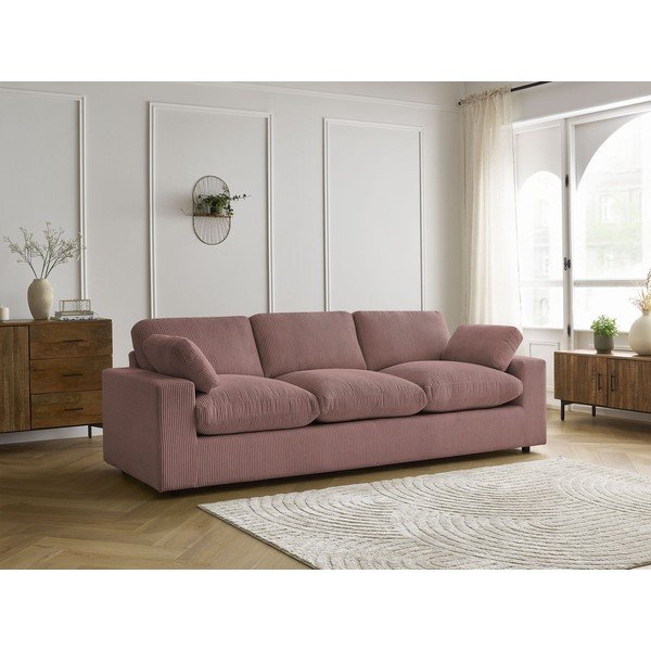 Różowa sztruksowa sofa 250 cm Belair – Bobochic Paris-image-1