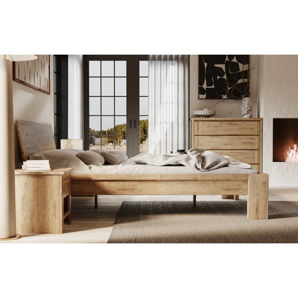 Brązowa niska komoda z litego drewna dębowego 105x96 cm Timo – Olivia Living-image-3
