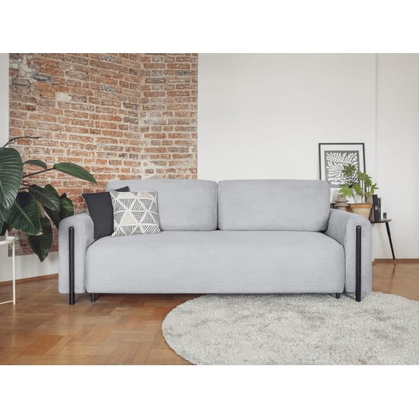 Szara sztruksowa rozkładana/ze schowkiem sofa 244 cm Arcadova – ELTAP-image-1