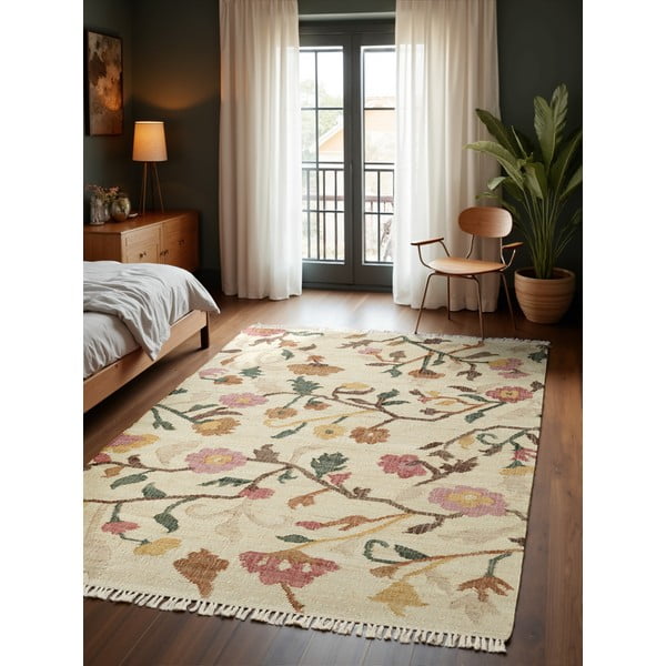 Kremowy dywan z juty tkany ręcznie 160x230 cm Roya Violette – Elle Decoration-image-1