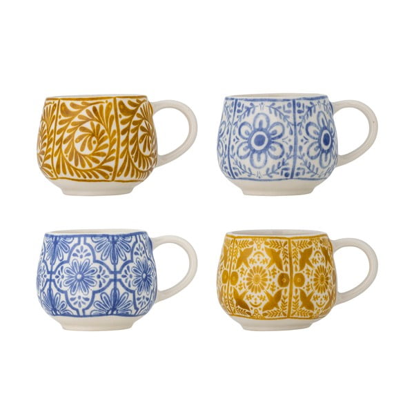 Niebiesko-pomarańczowe kamionkowe filiżanki na espresso zestaw 4 szt. 155 ml Milton – Bloomingville