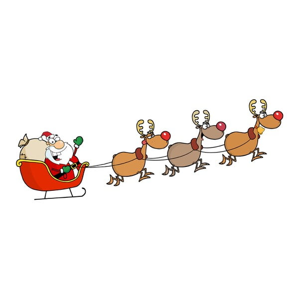 Naklejka świąteczna Ambiance Santa Claus and Reindeer