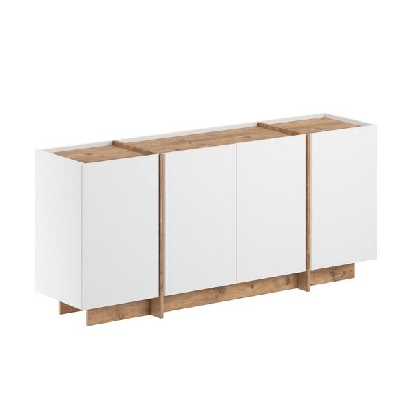 Biała komoda w dekorze sosny z otworem na kable 180x80x45 cm Dorma – Kalune Design