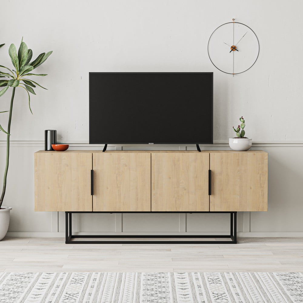 Szafka pod TV w dekorze dębu 140x55 cm Titan – Marckeric (zdjęcie 8)
