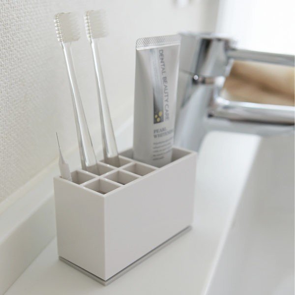 Biały pojemnik na szczoteczki i pastę do zębów YAMAZAKI Mist-image-3